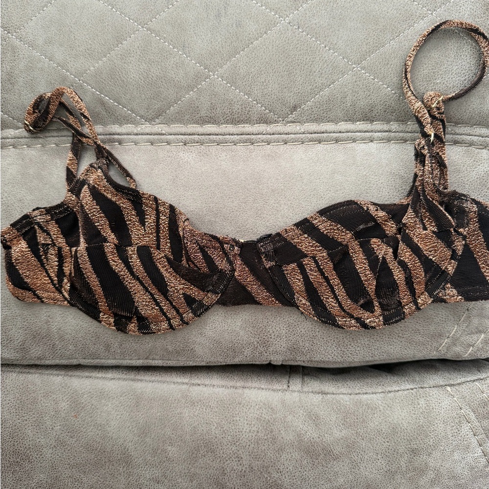 Fashion Nova Black and Brown Bikini Top